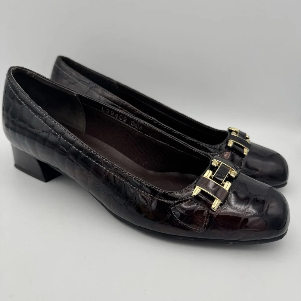 Mark Lemp‎ Walking Cradles Classics 6.5M Brown Croc Embossed Slip-On Loafers